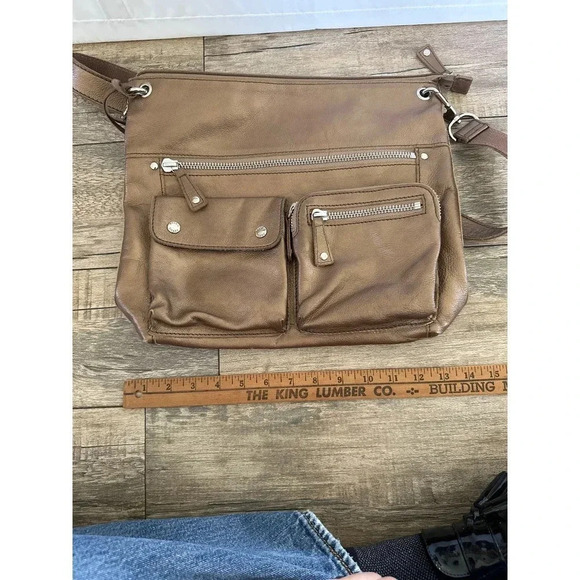 Fossil Women's Matt Bronze Leather Crossbody Bag - Picture 7 of 7